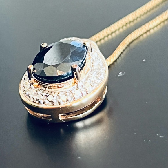 Sterling Silver gold overlay Blue Topaz necklace Ross Simons - Picture 2 of 5